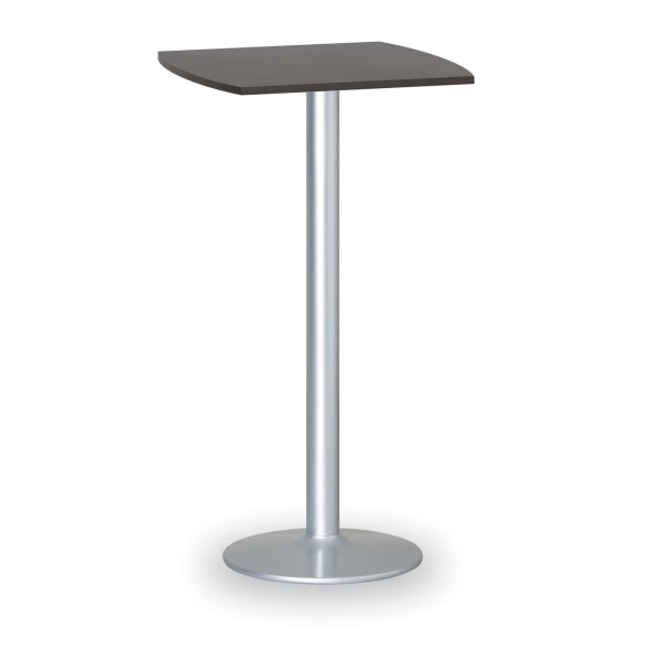 Cocktailtisch, Partytisch OLYMPO II, 66x66 cm, graues Fußgestell, Platte wenge