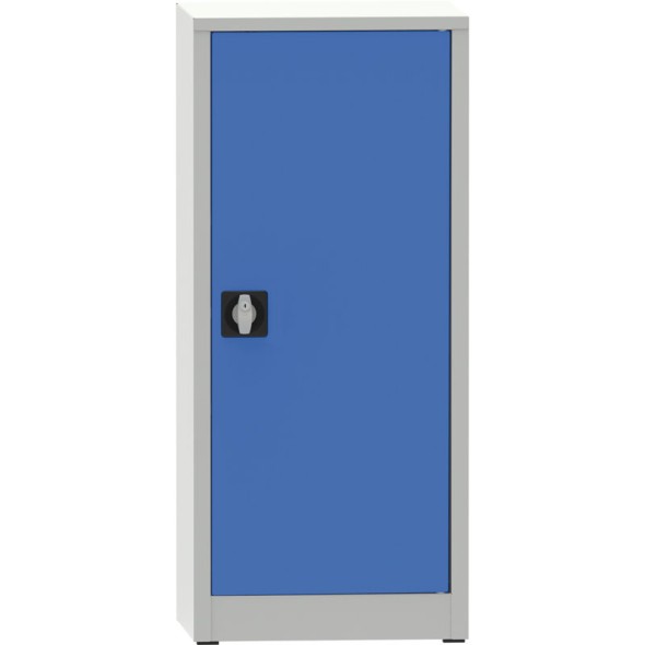 Dielenská policová skriňa na náradie KOVONA, 2 police, zváraná, 508 x 400 x 1150 mm, sivá / modrá