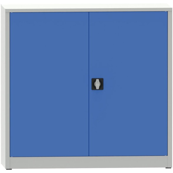 Dielenská policová skriňa na náradie KOVONA JUMBO, 2 police, zváraná, 1150 x 1200 x 500 mm, sivá / modrá