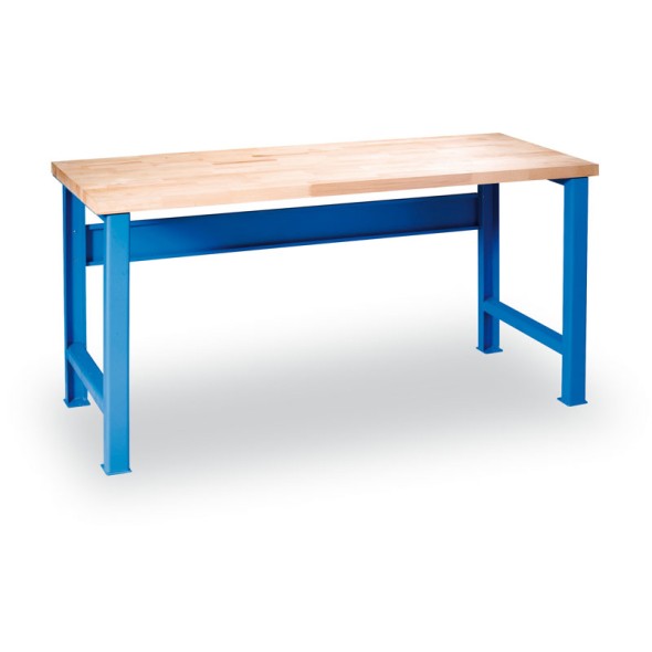 Dielenský pracovný stôl GÜDE Variant, buková škárovka, 2000 x 685 x 840 mm, modrá