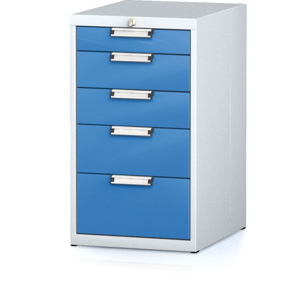 Dílenský zásuvkový box na nářadí MECHANIC, 5 zásuvek, 480 x 600 x 840 mm, modré dveře