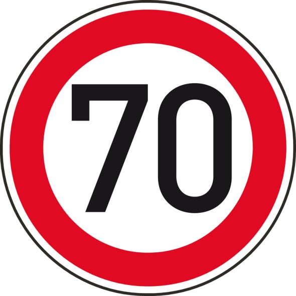 Dopravní značka – Nejvyšší dovolená rychlost 70