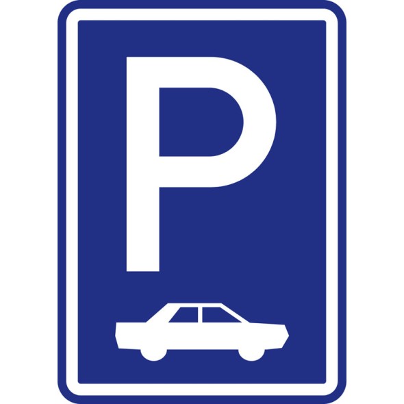 Dopravní značka – Parkoviště kolmé nebo šikmé stání
