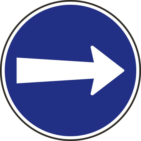 Dopravní značka – Přikázaný směr jízdy zde vpravo