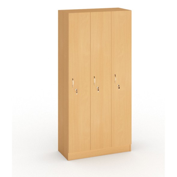 Drevená šatňová skrinka, 3 dvere, 1900x900x420 mm, buk