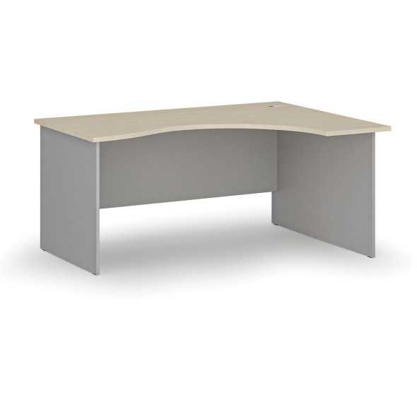 Ergonomický kancelářský pracovní stůl PRIMO GRAY, 1600 x 1200 mm, pravý, šedá/bříza
