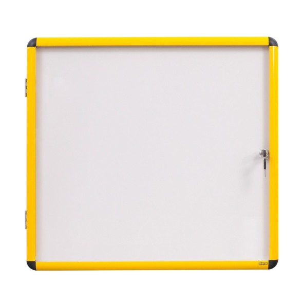 Gablota wewnętrzna z białą powierzchnią magnetyczną, żółta ramka, 500 x 674 mm (4xA4)