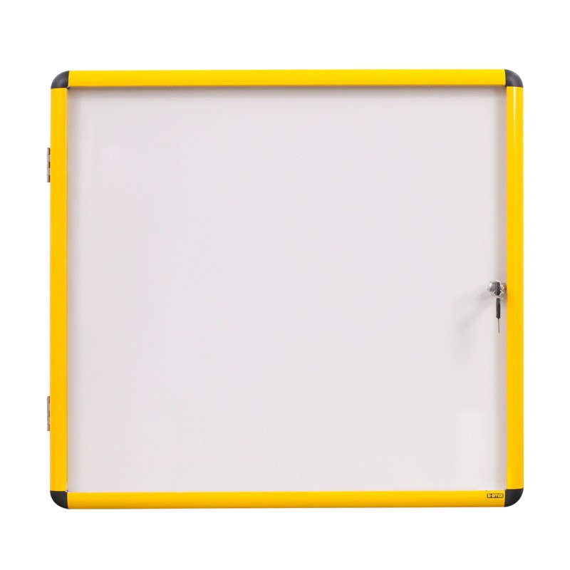 Gablota wewnętrzna z białą powierzchnią magnetyczną, żółta ramka, 720 x 981 mm (9xA4)