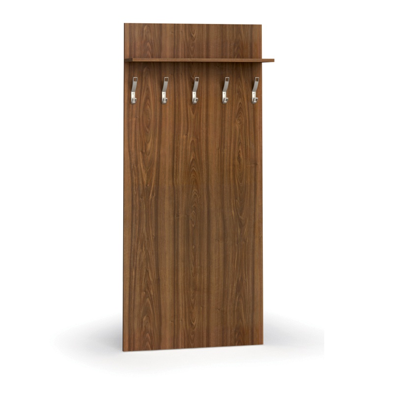 Garderobenwand PRIMO, 5 Kleiderhaken, Ablage, Nussbaum