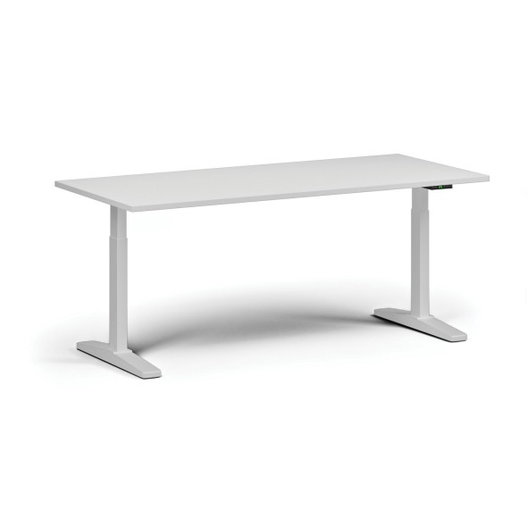 Hhöhenverstellbarer Schreibtisch, elektrisch, 675-1325 mm, Tischplatte 1480x800 mm, weißes Untergestell, weiß