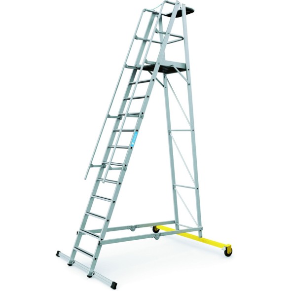 Hliníkový skladací plošinový rebrík, 12 priečok, výška plošiny 3,1 m