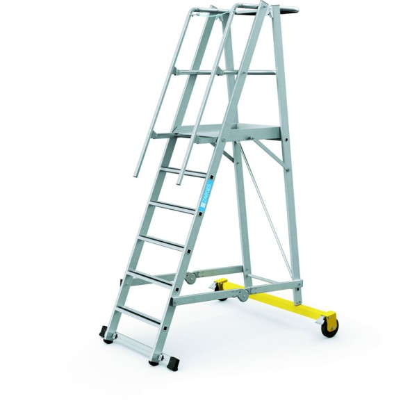 Hliníkový skladací plošinový rebrík, 6 priečok, výška plošiny 1,6 m