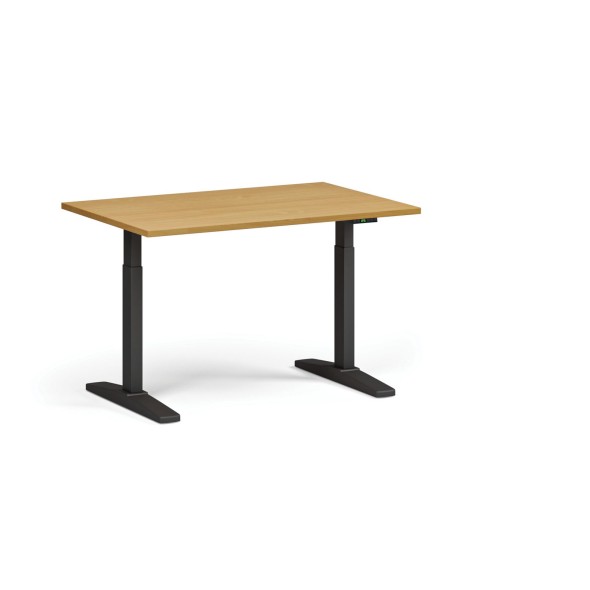 Höhenverstellbarer Schreibtisch, elektrisch, 675-1325 mm, Tischplatte 1200x800 mm, schwarzes Untergestell, Buche