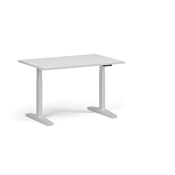 Höhenverstellbarer Schreibtisch, elektrisch, 675-1325 mm, Tischplatte 1200x800 mm, weißes Untergestell, weiß