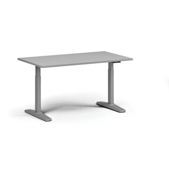 Höhenverstellbarer Schreibtisch, elektrisch, 675-1325 mm, Tischplatte 1400x800 mm, graues Untergestell, grau