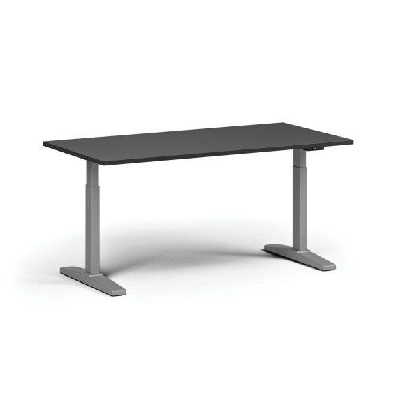 Höhenverstellbarer Schreibtisch, elektrisch, 675-1325 mm, Tischplatte 1600x800 mm, graues Untergestell, graphit