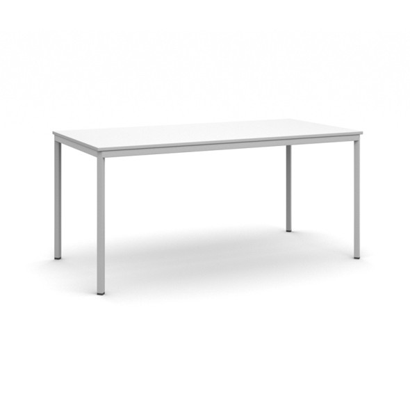 Jedálenský stôl, 1600 x 800 mm, doska biela, podnož sv. sivá