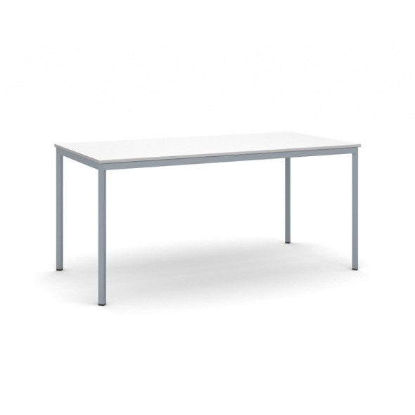 Jedálenský stôl, 1600 x 800 mm, doska biela, podnož tm. sivá