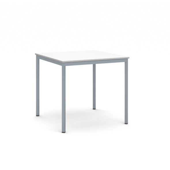 Jedálenský stôl, 800 x 800 mm, doska biela, podnož tm. sivá