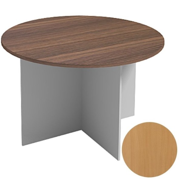 Jednací stůl s kulatou deskou PRIMO FLEXI, průměr 1200 mm, šedá / buk