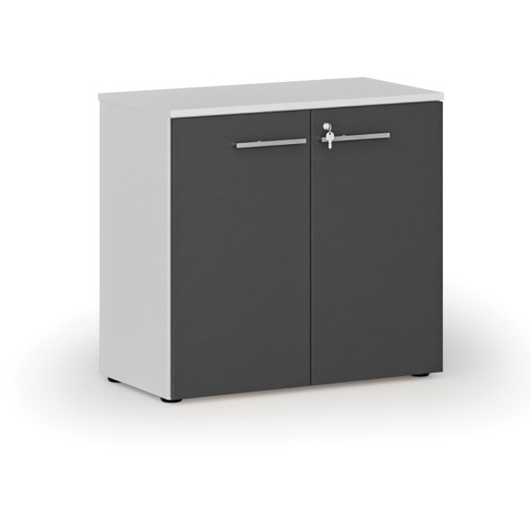 Kancelářská skříň s dveřmi PRIMO WHITE, 740 x 800 x 420 mm, bílá/grafit
