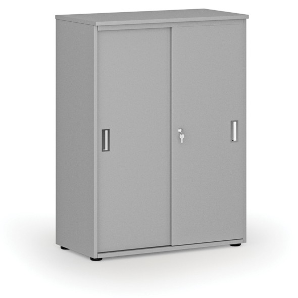 Kancelárska skriňa so zasúvacími dverami PRIMO GRAY, 1087 x 800 x 420 mm, sivá