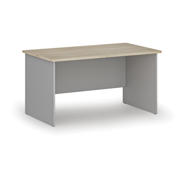Kancelársky písací stôl rovný PRIMO GRAY, 1400 x 800 mm, sivá/dub prírodný