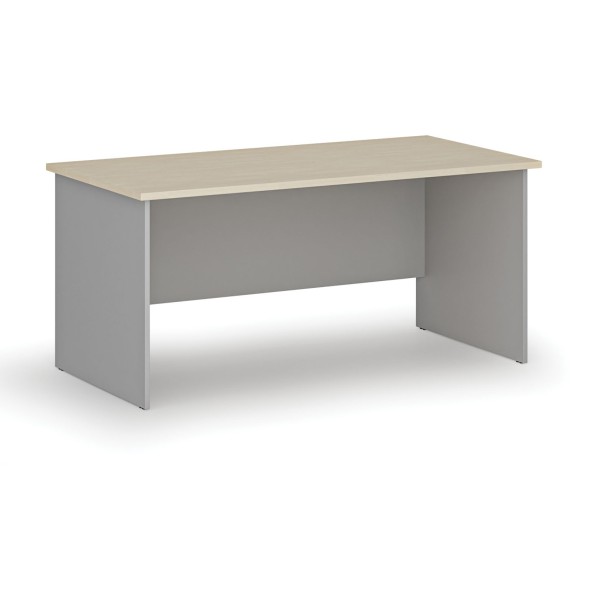 Kancelársky písací stôl rovný PRIMO GRAY, 1600 x 800 mm, sivá/breza