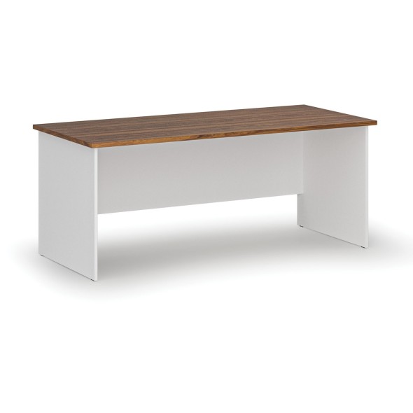 Kancelársky písací stôl rovný PRIMO WHITE, 1800 x 800 mm, biela/orech