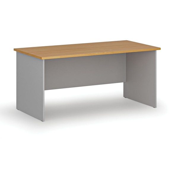 Kancelářský psací stůl rovný PRIMO GRAY, 1600 x 800 mm, šedá/buk