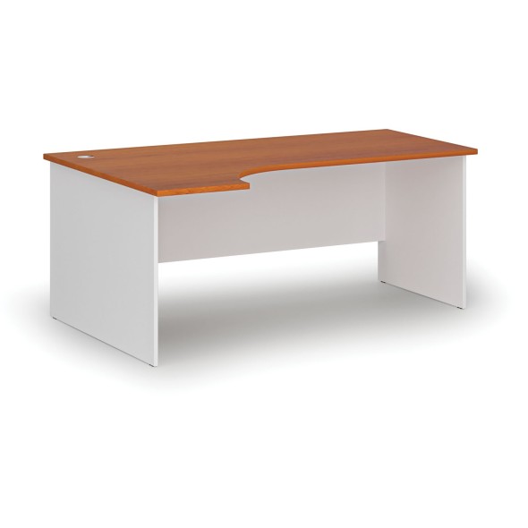 Kancelářský rohový pracovní stůl PRIMO WHITE, 1800 x 1200 mm, levý, bílá/třešeň