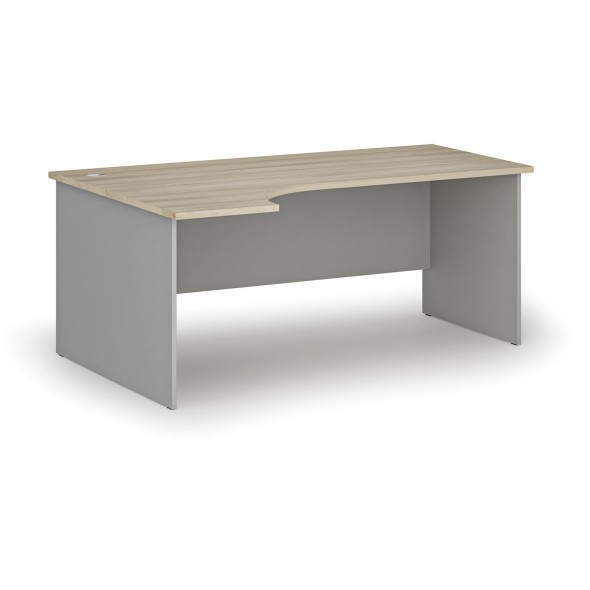 Kancelársky rohový pracovný stôl PRIMO GRAY, 1800 x 1200 mm, ľavý, sivá/dub prírodný