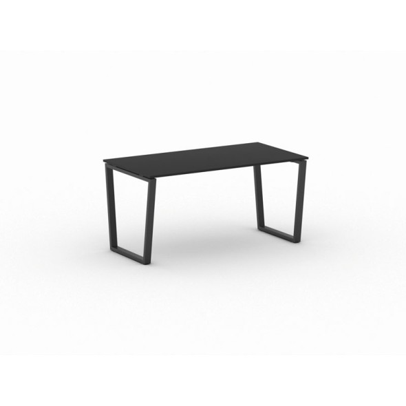 Kancelársky stôl PRIMO IMPRESS, čierna podnož, 1600 x 800 mm, grafitová