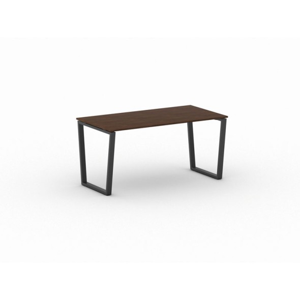 Kancelársky stôl PRIMO IMPRESS, čierna podnož, 1600 x 800 mm, orech