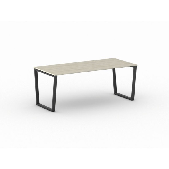 Kancelársky stôl PRIMO IMPRESS, čierna podnož, 2000 x 900 mm, dub prírodný