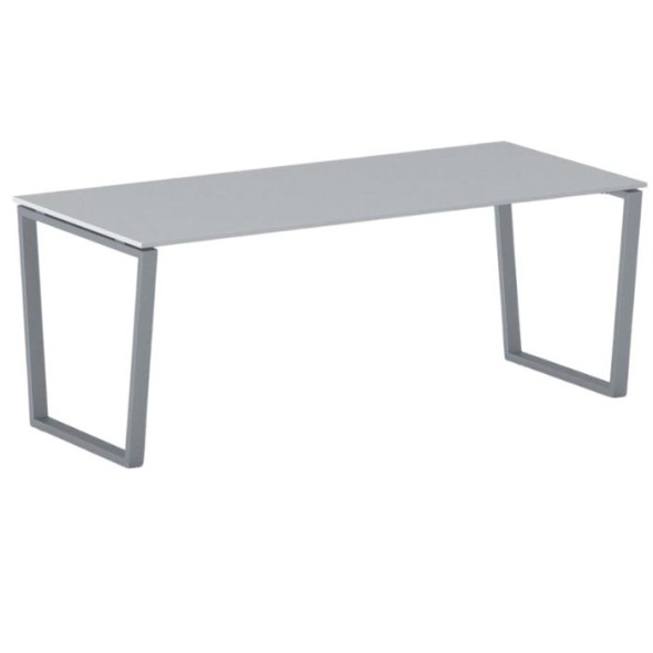 Kancelársky stôl PRIMO IMPRESS, sivostrieborná podnož, 2000 x 900 mm, sivá