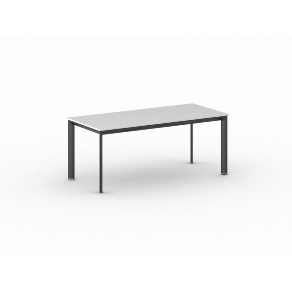 Kancelársky stôl PRIMO INVITATION, čierna podnož, 1800 x 800 mm, biela
