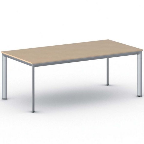 Kancelársky stôl PRIMO INVITATION, sivostrieborná podnož 2000 x 1000 mm, buk