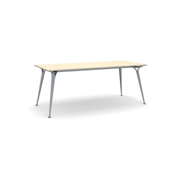 Kancelářský stůl PRIMO ALFA, šedostříbrná podnož, 2000 x 900 mm, bříza