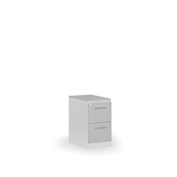 Kartoteka metalowa PRIMO z drewnianym frontem A4, 2 szuflady, biały/szary