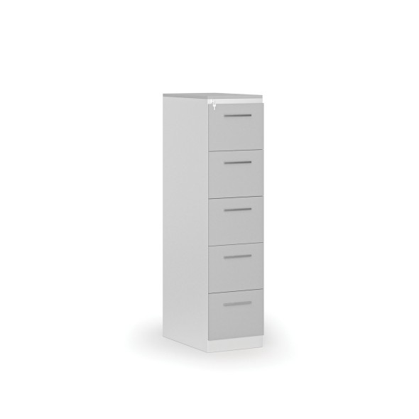 Kartoteka metalowa PRIMO z drewnianym frontem A4, 5 szuflad, biały/szary