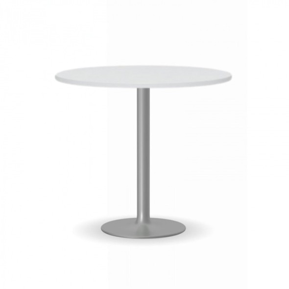 Konferenční stolek FILIP II, průměr 800 mm, šedá podnož, deska bílá