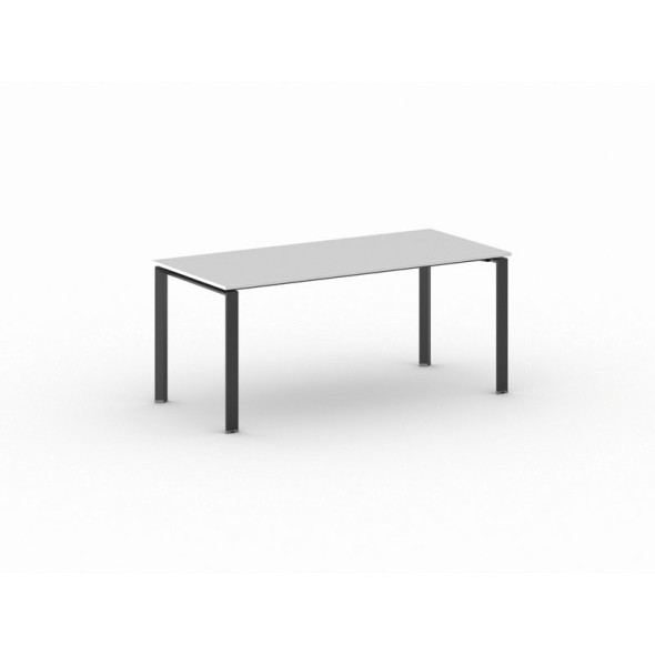 Konferenztisch, Besprechungstisch INFINITY 180x90 cm, weiß, schwarzes Fußgestell