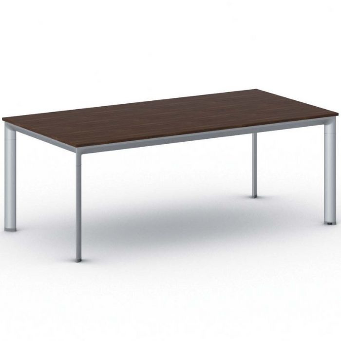 Konferenztisch, Besprechungstisch PRIMO INVITATION 2000 x 1000 mm, graues Fußgestell, Nussbaum