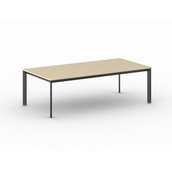 Konferenztisch, Besprechungstisch PRIMO INVITATION 2400 x 1200 mm, schwarzes Fußgestell, Birke