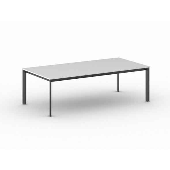 Konferenztisch, Besprechungstisch PRIMO INVITATION 2400 x 1200 mm, schwarzes Fußgestell, weiß