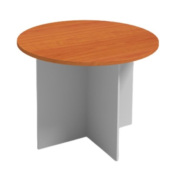 Konferenztisch, Besprechungstisch rund PRIMO FLEXI, Durchmesser 1000 mm, grau/Kirschbaum
