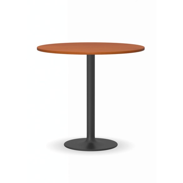 Konferenztisch rund, Bistrotisch FILIP II, Durchmesser 80 cm, schwarze Fußgestell, Platte Kirschbaum