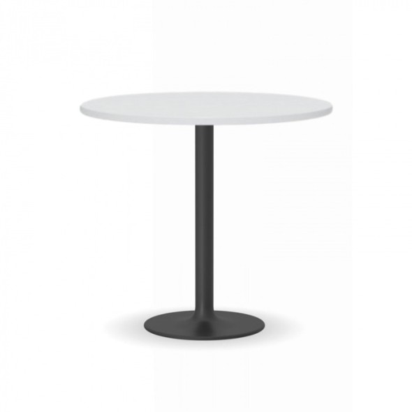 Konferenztisch rund, Bistrotisch FILIP II, Durchmesser 80 cm, schwarze Fußgestell, Platte weiße