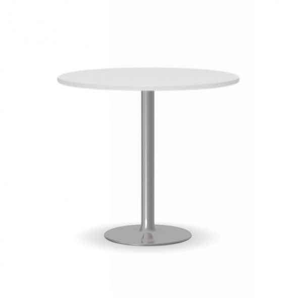 Konferenztisch rund, Bistrotisch FILIP II, Durchmesser 80 cm, verchromtes Fußgestell, Platte weiße
